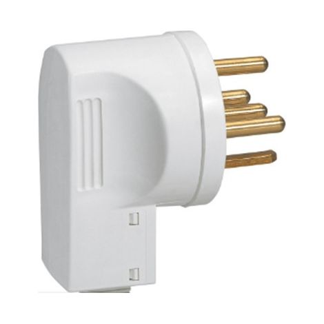 Legrand – Fiche électrique mâle 20 A coudée avec serre-câbles – Raccordement par bornes à vis – IP20 – 55157