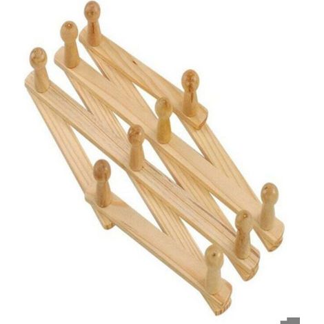 Porte Manteau Bois - Support Mural Accordéon Extensible - 10 Crochets - Pour Entrée Couloir Chambre - 1 Pièce (1/4)