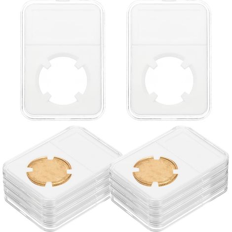 28mm Porte-Monnaie en Plastique Transparent, 10Pcs Boîte À Quatre Points pour La Protection Et L'Organisation des Collections De Pièces De Change (1/5)