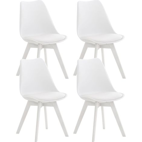 CLP – Set de 4 chaises Linares en plastique – Assise rembourrée – Piétement en bois de hêtre – Hauteur d'assise 46 cm – Capacité 115 kg (1/5)