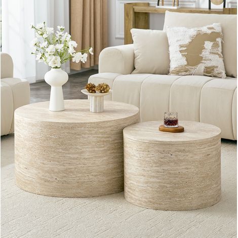 REDOM Couchtisch Set, 62.8x62.8x35 cm und 44x44x26 cm, mit Stauraum, abnehmbarem Deckel, MDF, Holzoptik (1/5)