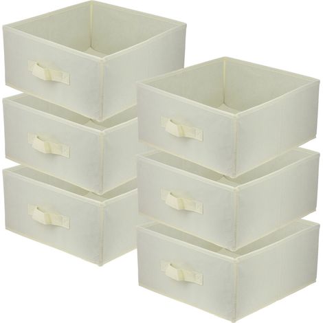 Boîte textile 31x31x15 crème - Lot de 6