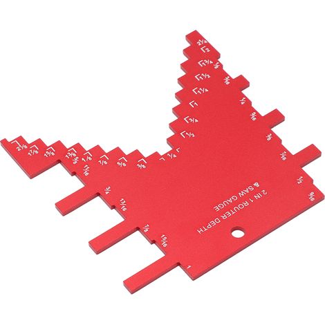 Jauge de profondeur 2-en-1 en alliage d'aluminium, graduations laser précises, pour toupie et scie à table, rouge (1/5)