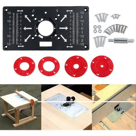Plaque de table de défonceuse en aluminium avec 4 anneaux de vis pour tables de travail du bois, pièces détachées pour machines à bois (1/5)