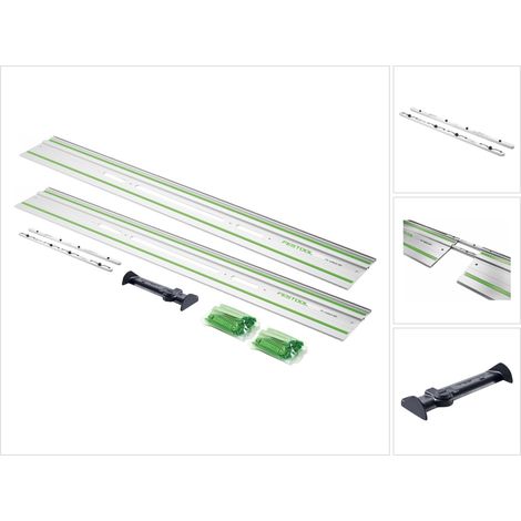 Festool FS 1400/2-KP Führungsschiene 2 Stück 1400 mm für Hand, Tauch und Stichsägen / Oberfräse + FS/2-AW Abweiser + FSV/2 Verbindungsstück