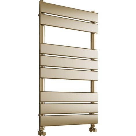 Richmond Heated Towel Rail Flat Panel Brushed Brass 500mm W x 800mm H Bathroom Towel Radiator