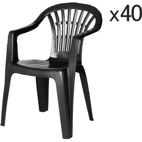 Chaise de jardin - JUANIO - JUANIO - Lot de 40 - Empilable - Accoudoirs & dossier haut (1/2)