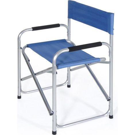 SEDIA REGISTA DA GIARDINO PIEGHEVOLE IN ALLUMINIO CON TELO BLU 47X57X78 CM (1/3)