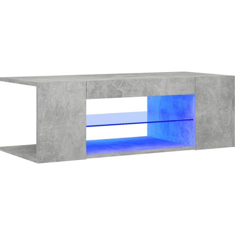 Meuble TV avec lumières LED Gris béton 90x39x30 (1/5)