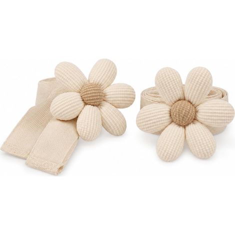 Embrasses de Rideaux Mignonnes Fleurs, Attache Rideau Beige avec Pétales Décoratifs, Curtain Tiebacks pour Chambre Bébé, Voilage Et Décoration Intérieure (1/5)