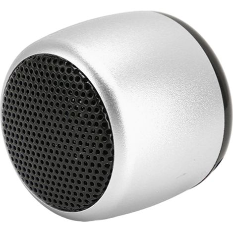 Mini enceinte Bluetooth avec caisson de basses puissant, rechargeable par USB, en métal, portable et sans fil, pour téléphone et tablette PC (argenté). (1/4)