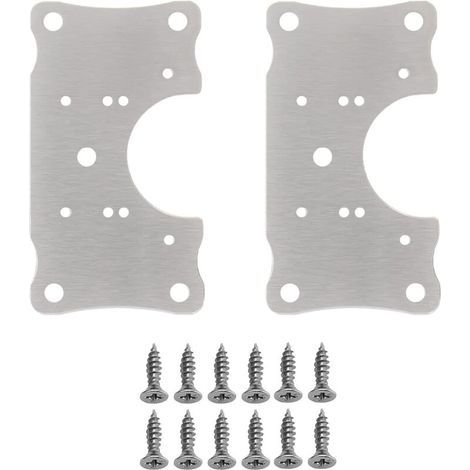 Set mit 2 Reparaturplatten für Scharniere an Schränken, inklusive Bohrung und Befestigungsschrauben, zur Reparatur und zum Schutz von Küchenschranktüren, Schubladen, Kleiderschränken und Fenstern. (1/5)