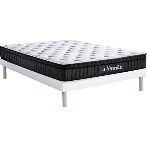 Ensemble 160 x 200 cm sommier tapissier + matelas hybride ressorts ensachés 5 zones et mémoire de forme ép.30cm - TAVILI de YSMÉE (1/5)