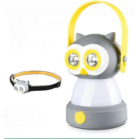 Lanterne et lampe frontale hibou pour enfants - Éclairage à 360° ou directionnel, lanterne à piles pour les urgences, les ouragans, le camping et la pêche. (1/4)