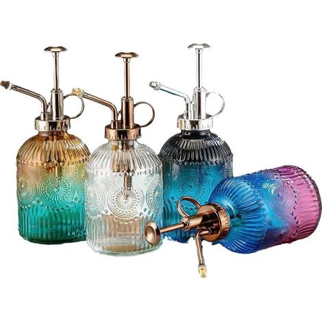 Vaporisateur en verre transparent (350 ml) — Dégradé ambre-vert  Brumisateur pour plantes et jardinage, motif feuille d'érable coloré (1/4)