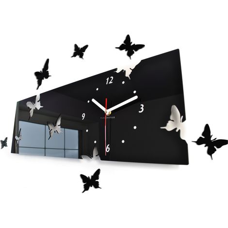 Reloj de pared moderno horizontal con mariposas (1/5)