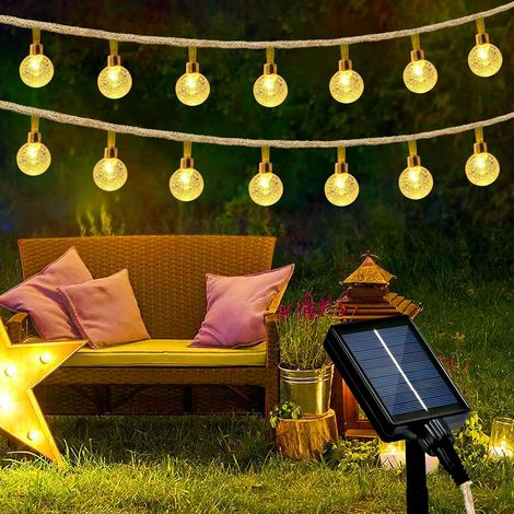 Guirlande Solaire Exterieur, 8 Modes Guirlande Lumineuse Exterieure, IP65 Étanche Guirlande LED Idéal Eclairage Exterieur pour Decoration Jardin, Terrasse, Cour, Balcon, Mariage, Fêtes
