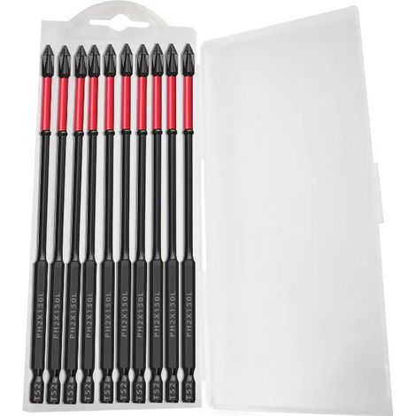 10 Stück kreuzförmige, rutschfeste S2-Schraubendreherbits mit Stoßfestigkeit und Magnetisierung, inkl. flexibler magnetischer Ringbasis mit geriffelter Oberfläche