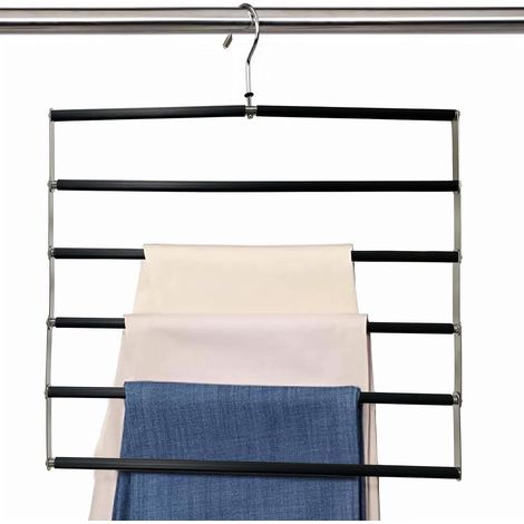 Cintre à pantalons pliable, peu encombrant, antidérapant, en acier inoxydable (1/5)