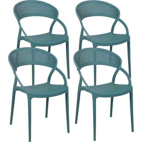 Lot de 4 chaises de terrasse vert foncé