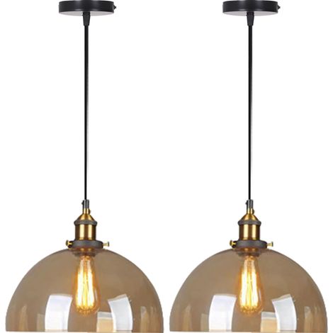 NORCKS 2PCS Lámparas De Colgar Industrial Interior E27 Lampara Techo De Vidrio Lamparas De Techo Retro Negro Para Cocina Dormitorio Sala De Estar (1/5)