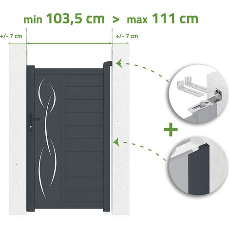 Portillon ajustable en largeur LIFE 1m H.180cm Aluminium Gris Anthracite (1/4)