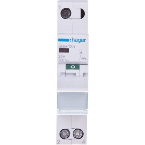 Interrupteur modulaire avec voyant lumineux 25A 1P SBB125