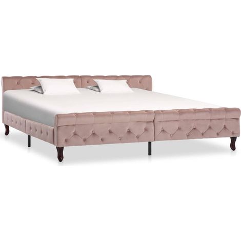 vidaXL Estructura de cama sin colchón terciopelo rosa 200x200 cm (1/5)