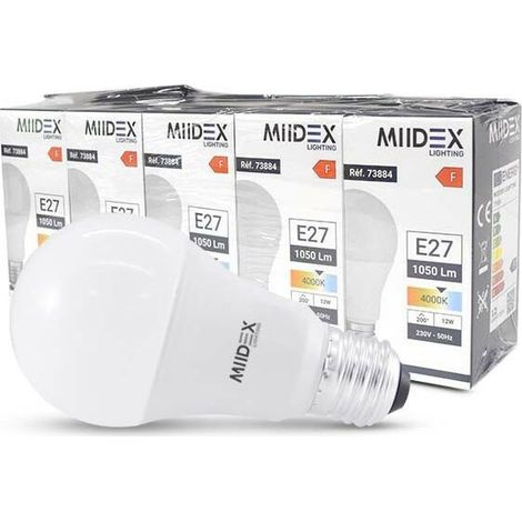 Ampoule LED dépolie Ø60 x 112mm - A60 - E27 Pack de 5 - 4000K Blanc neutre - 12W (1/5)