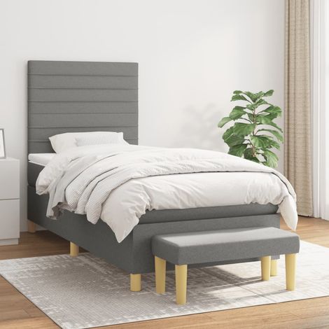 Boxspringbett mit Matratze Dunkelgrau 80x200 cm Stoff (1/5)