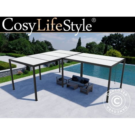 Pérgola cenador de jardín bioclimático San Pablo Alu+, 3x4m, 4x5,8m, Negro/Blanco, 2 uds. - Dancover (1/2)