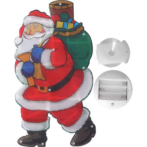 lumineuse LED Père Noël pour fenêtre alimentée par piles