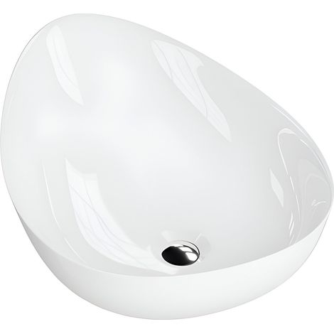 Vasque a poser lavita vasque a poser elegante et compacteproduit en porcelaine de haute qualite asymetrique 58x41x15 cm blanc