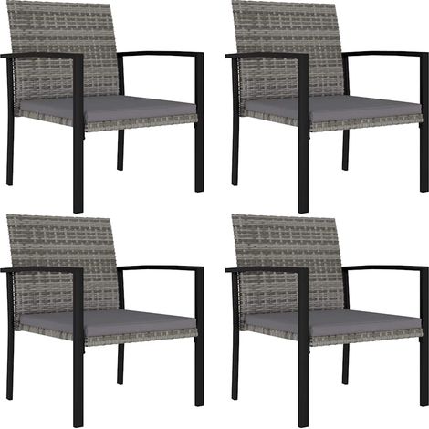 Lot de 4 Chaises de salle à manger de jardin - Chaises à dîner de jardin Résine tressée Gris BV909903 - BonneVie (1/4)