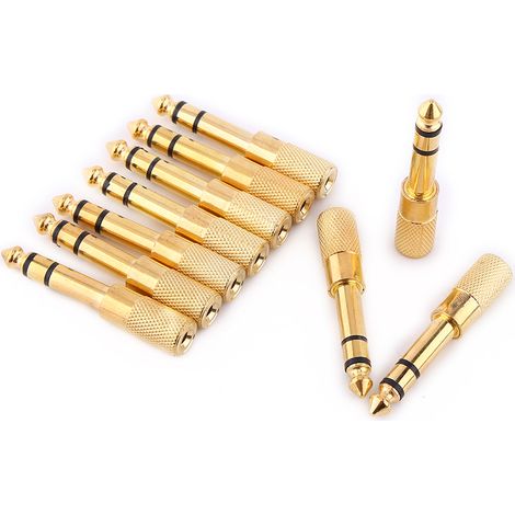 10 adaptateurs audio stéréo mâle 6,5 mm (1/4 pouce) vers femelle 3,5 mm (1/8 pouce) pour casque et micro (1/5)