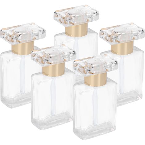 5 flacons en verre transparent vides rechargeables pour huiles essentielles, parfum voyage portable - Or (1/5)