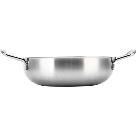 Marmite à ramen coréenne à chauffage binaural uniforme, couleur acier, écologique, idéale pour les spaghettis, les soupes et les nouilles (18 cm). (1/5)