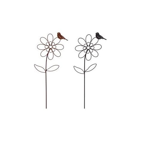 TrendLine Gartenstecker Metall Blume mit Schmetterling sortiert 115 cm Gartenstecker