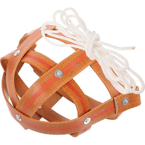 Couverture de la bouche du bétail en cuir marron corde en nylon, masque buccal creux respirant, pour pâturage en ferme, empêche morsure et aboiement (1/5)