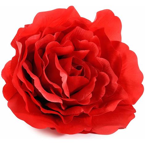 Rose giganti in stoffa rossa con gancio posteriore senza gambo, ideali per San Valentino, decorazioni scenografiche, set da 2 pezzi, Ø 42 cm x 25 H