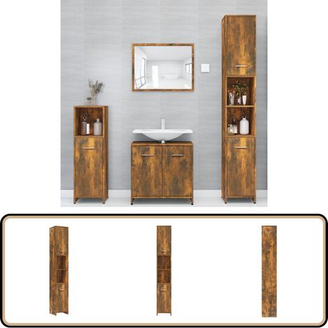 Badezimmerschrank Räuchereiche 30x30x183,5 cm Holzwerkstoff ...