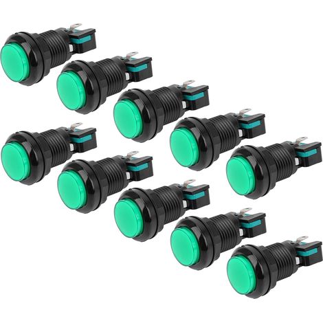 10 Stück BERM Drucktaster-Steuerschalter mit Selbstrückstellung, 250 V, für Spielkonsolen und Greifautomaten, BEM® Y33 Grün (1/5)