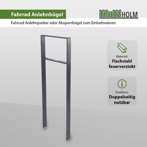 Fahrradanlehnbügel 116,5 x 39 cm Flachstahl 13 mm Anthrazit Einbetonieren Fahrradständer Parker Typ H (1/5)