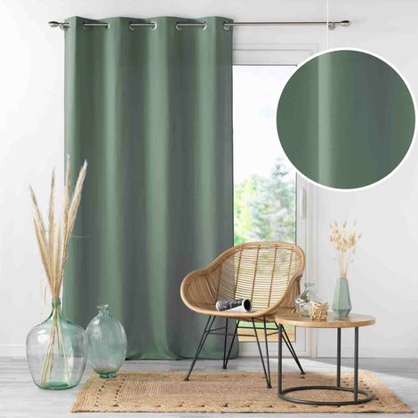 Rideau à œillets 140 x 280 cm microfibre unie ABSOLU Cèdre – Grande hauteur (1/4)