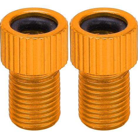 Set mit 2 Presta-auf-Schrader-Ventiladaptern für Fahrräder, verschleißfest, für Mountainbike-Pumpen, goldgelb (1/5)