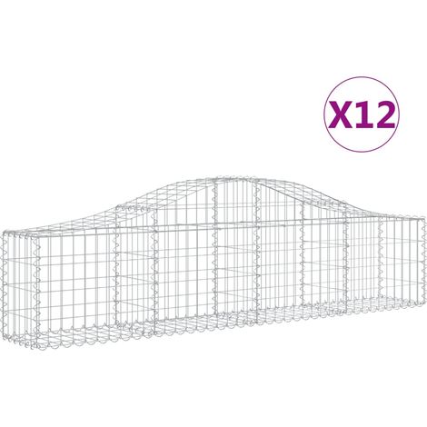 Cestas de gaviones Muro de contención arqueado Valla de jaula 1 juego de 2 200 x 30 x 40/60 cm Hierro galvanizado Plata 020040522