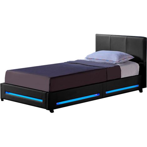 Home Deluxe - Cama LED ASTEROID color: gris oscuro, tamaño: 90 x 200 cm (1/4)