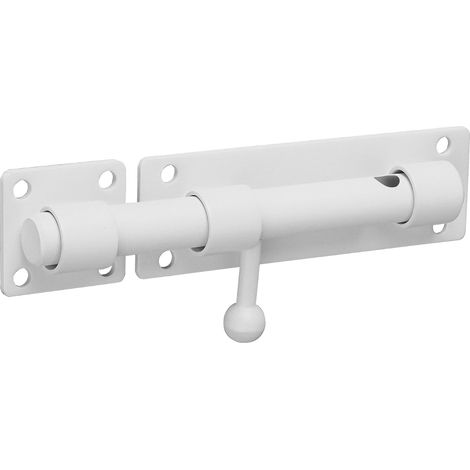 Robuste Verrou Porte Extérieur, Loquet Porte Coulissant avec Trou pour Cadenas, Barre de 150MM de longueur, 16MM de Diamètre, Finition Blanc en Acier Inoxydable (Cadenas Non Compris)