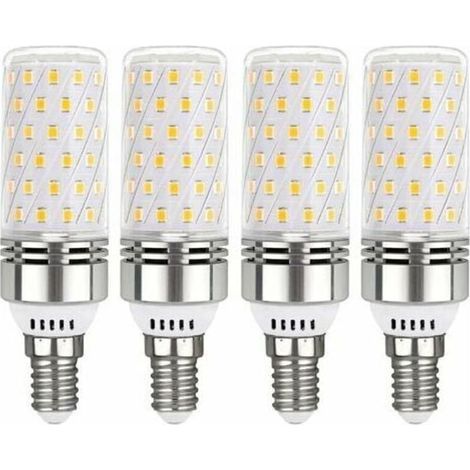Ampoule LED E14 Blanc Chaud 3000K, Ampoules E14 Mais LED 12W Équivalent 100W Ampoule Incandescente, 360° Lumière Ampoules Culot a Vis Edison E14, Non Dimmable, Lot de 4