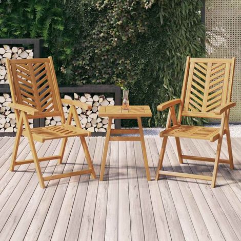 Chaises de jardin inclinables-Chaise de terrasse-Chaise d'extérieur lot de 2 bois massif d'acacia (1/5)